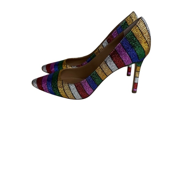 Nina Metallic Rainbow Striped Jo Jo Heels size 36 - Picture 5 of 8